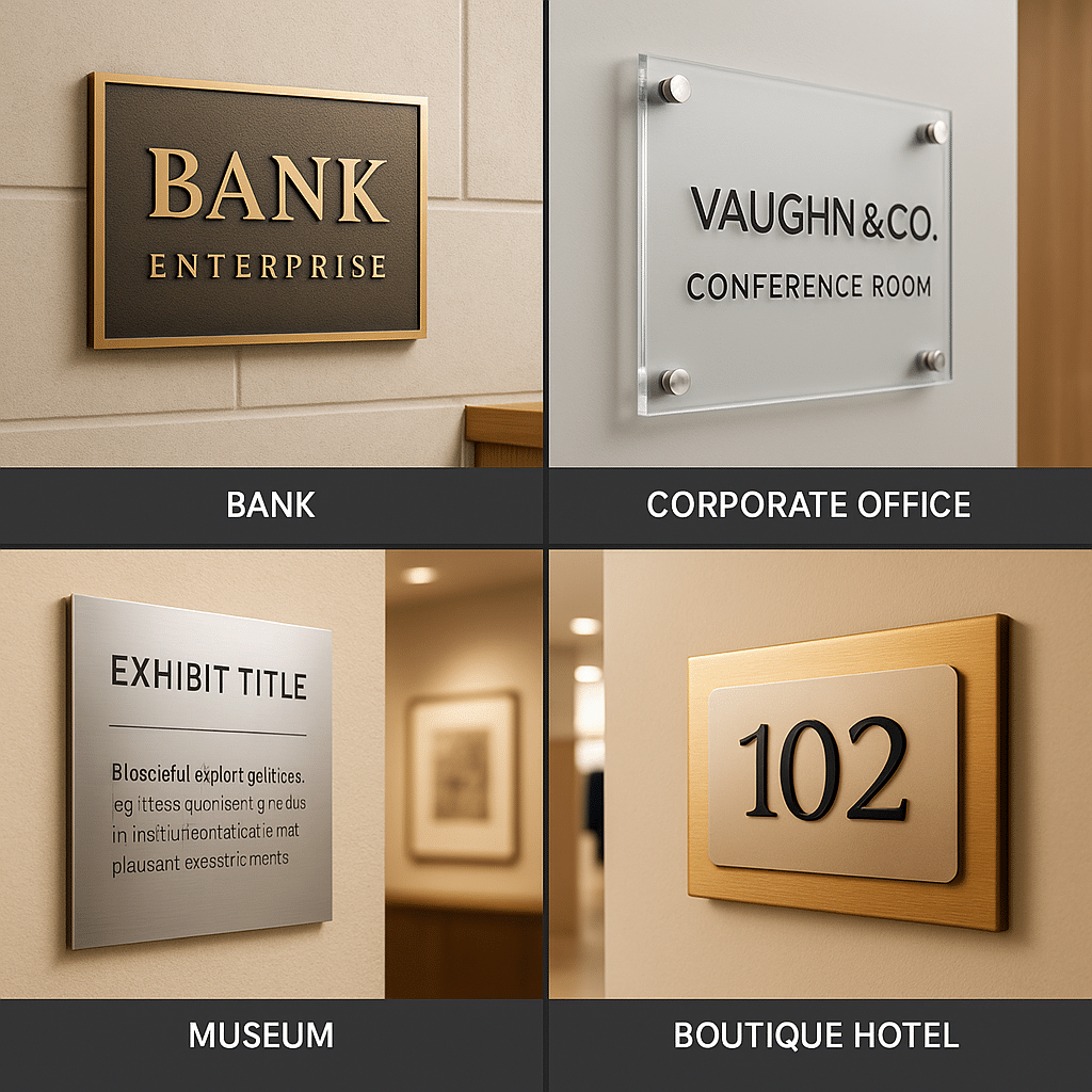 photo gallery or infographic showcasing examples of static signage in various industries photo gallery or infographic showcasing examples of static signage in various industries
