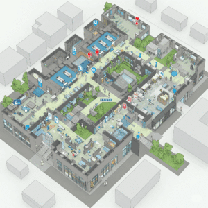 wayfinding map with highlighted decision points.